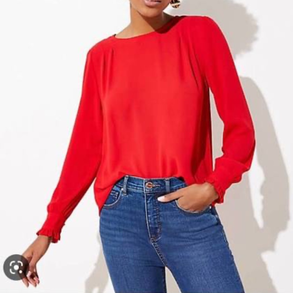 Red Loft Work Blouse Top Size XS
